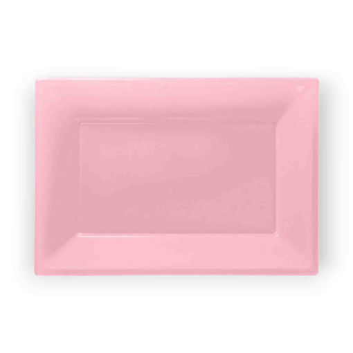 Picture of PLASTC SERVING PLATTERS PINK 23 X 32CM - 3 PACK